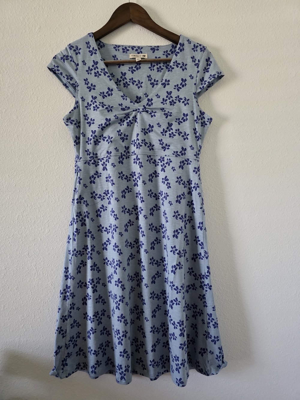 Toad&Co Blue Floral Cap-Sleeve A-Line Dress